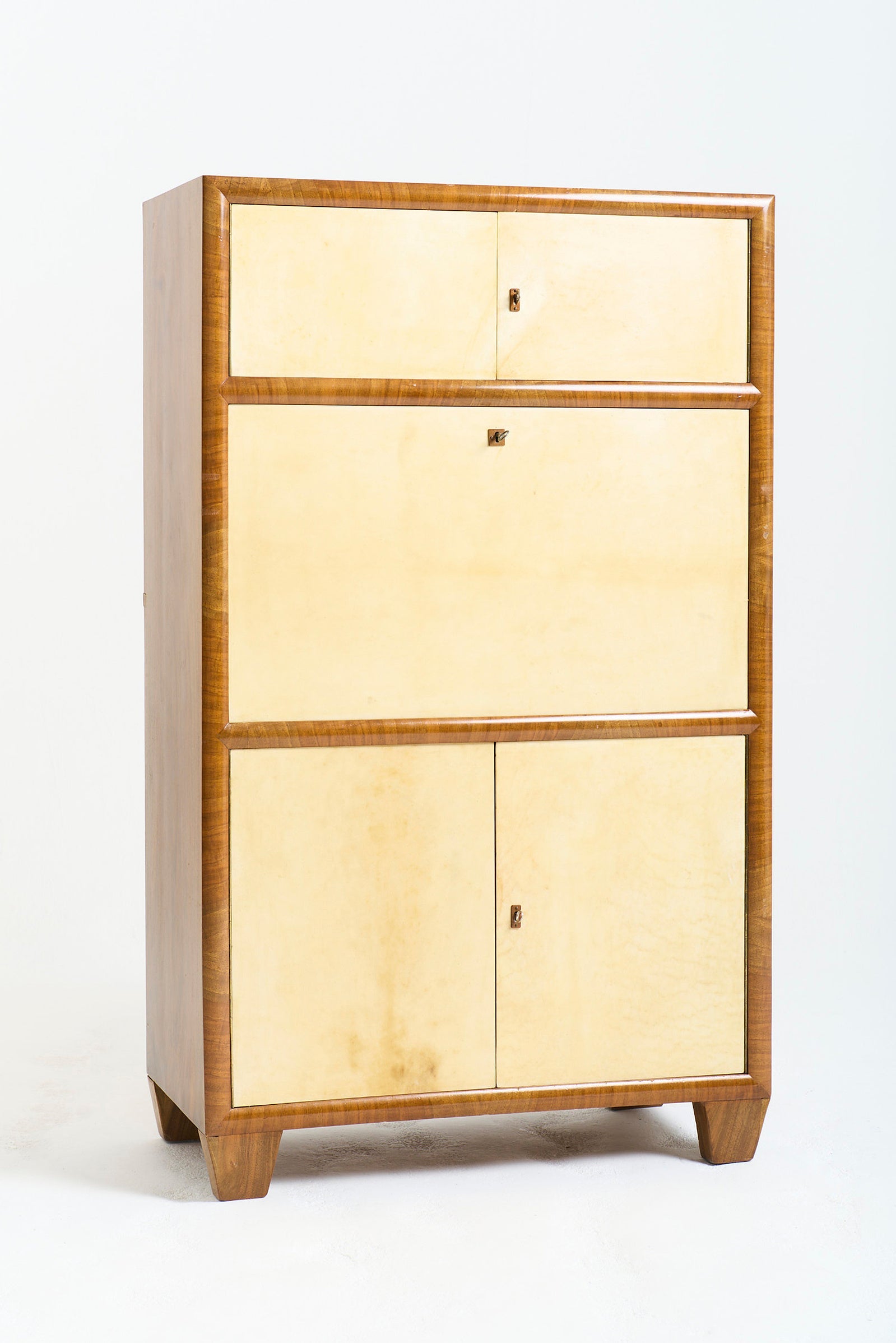 Art Deco Walnut and Velum Cabinet