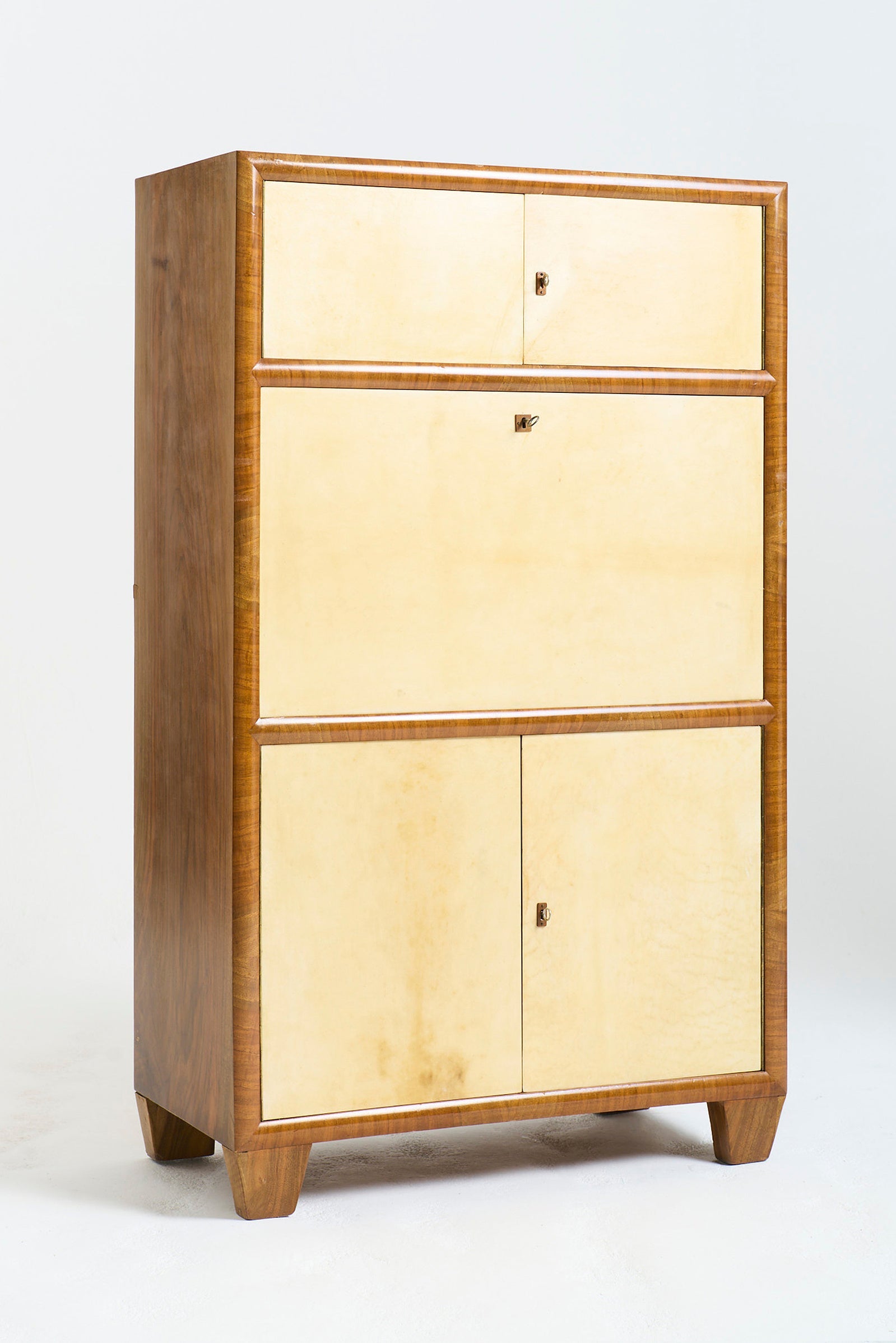 Art Deco Walnut and Velum Cabinet