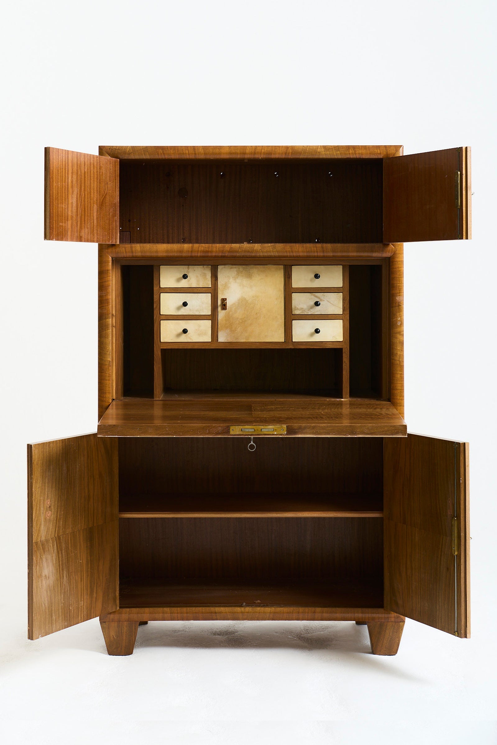 Art Deco Walnut and Velum Cabinet