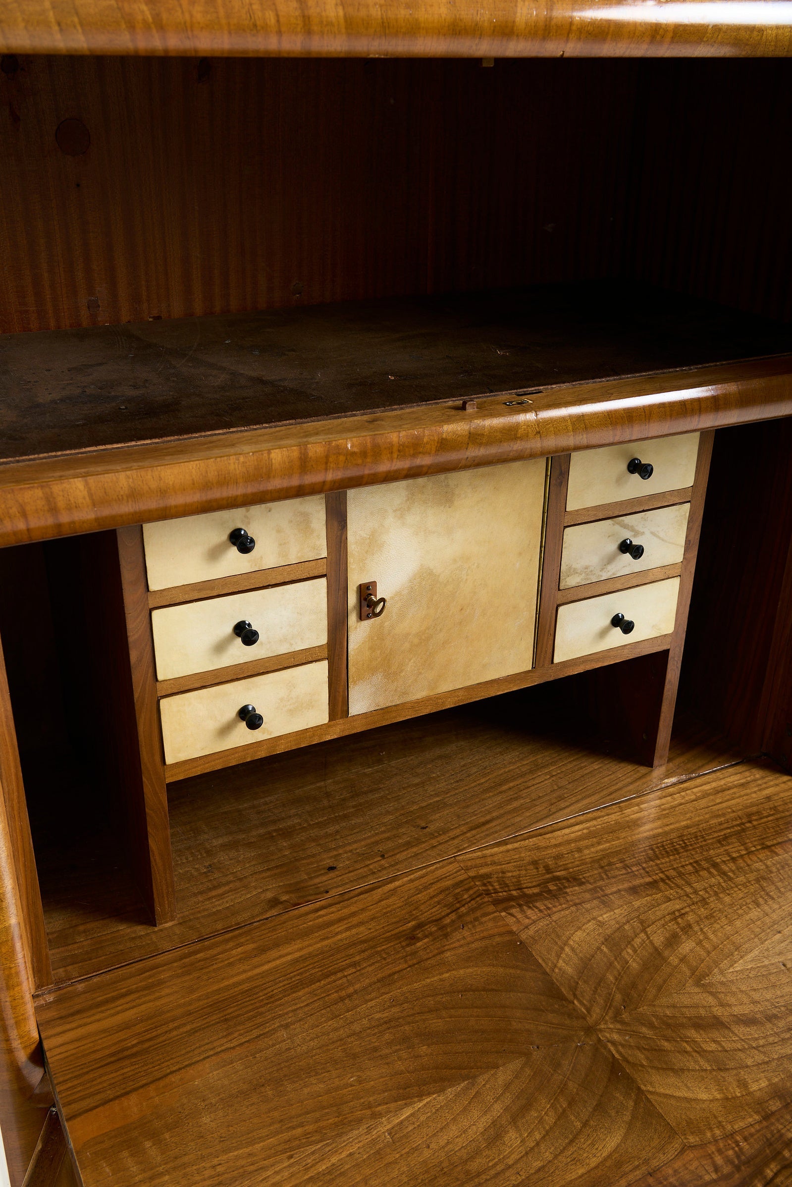 Art Deco Walnut and Velum Cabinet