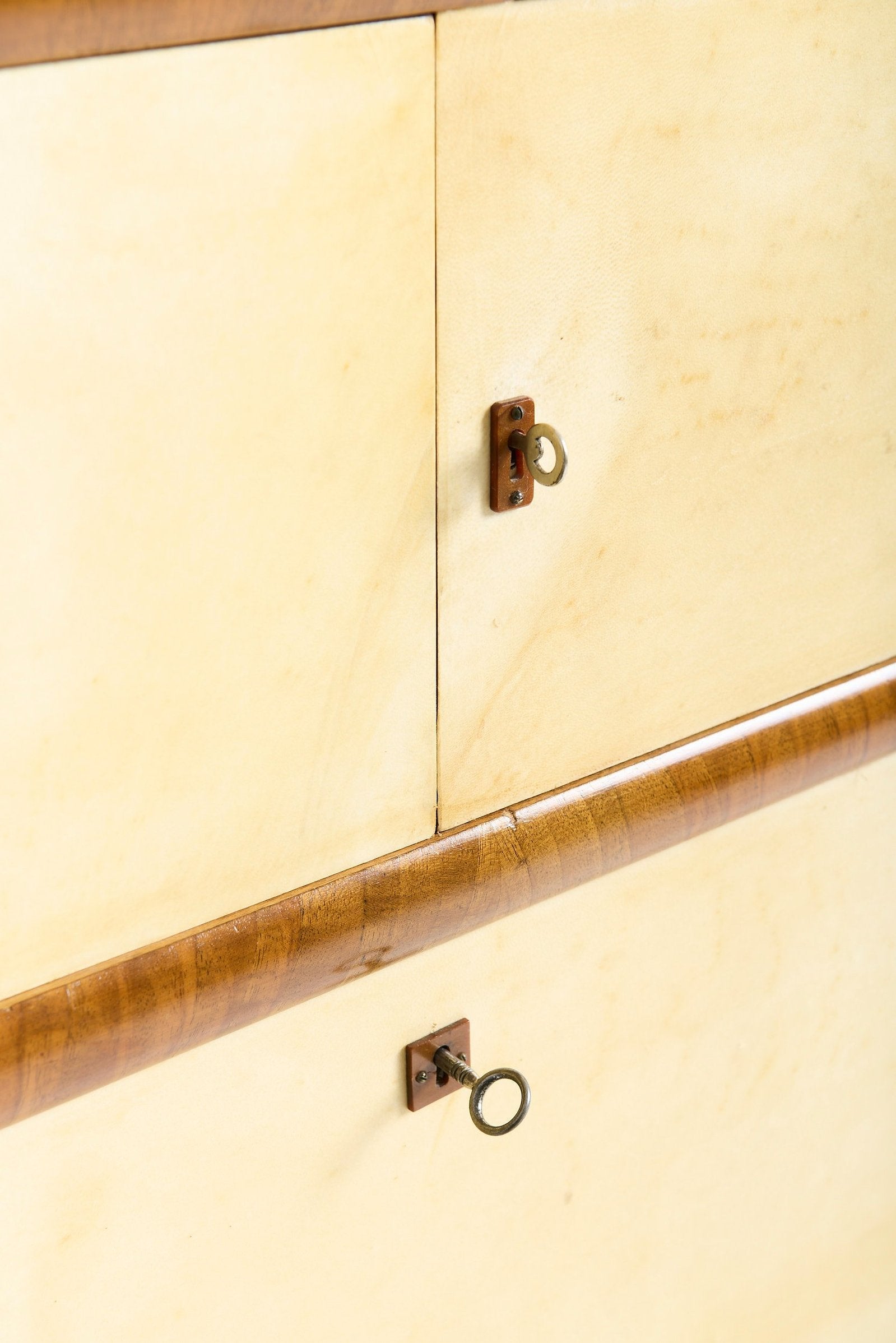 Art Deco Walnut and Velum Cabinet