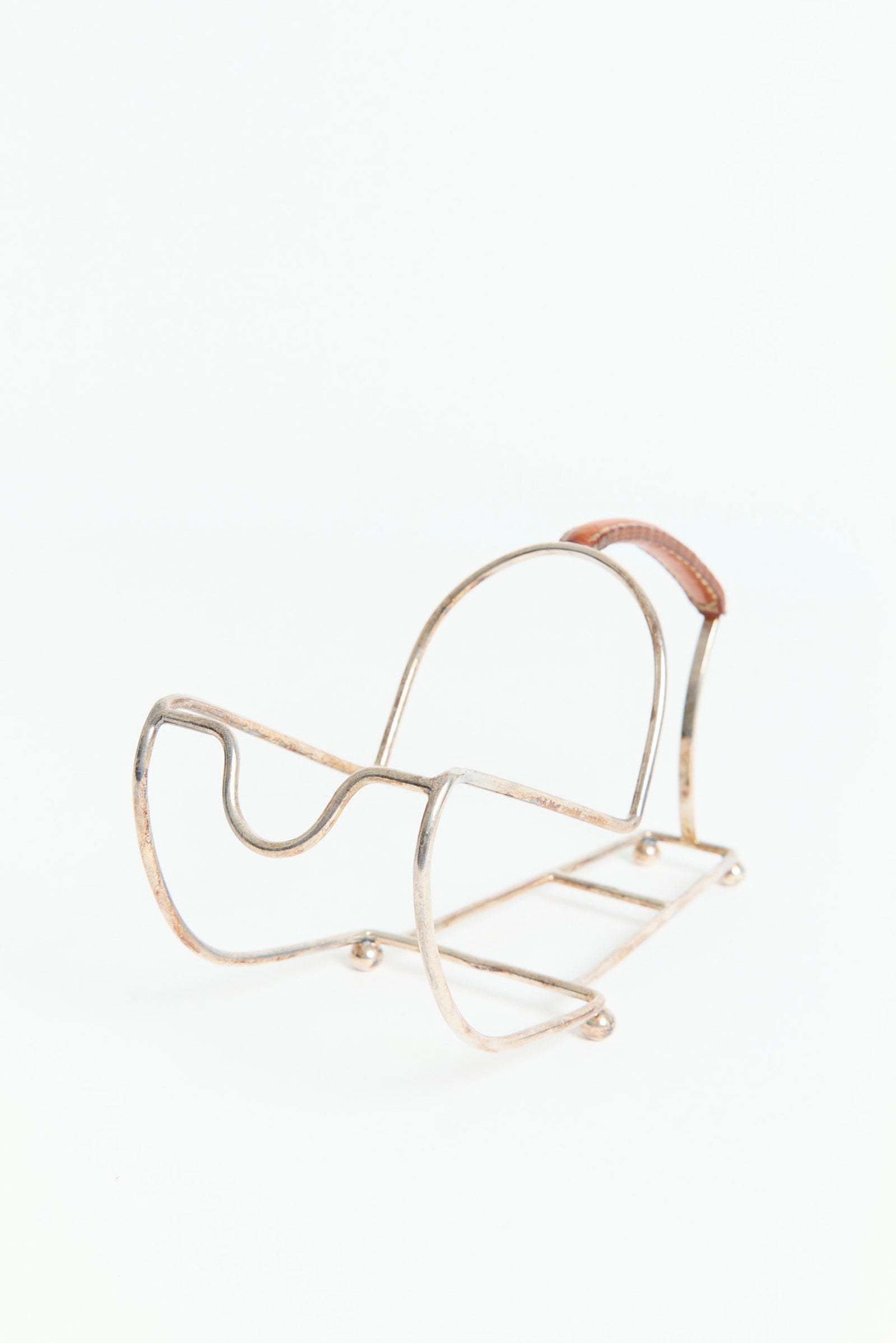 Silvered and Leather Wine Bottle Holder by Almazán