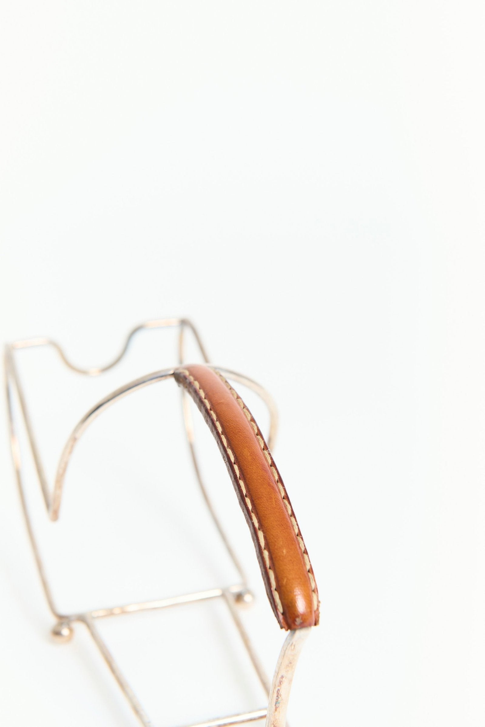 Silvered and Leather Wine Bottle Holder by Almazán
