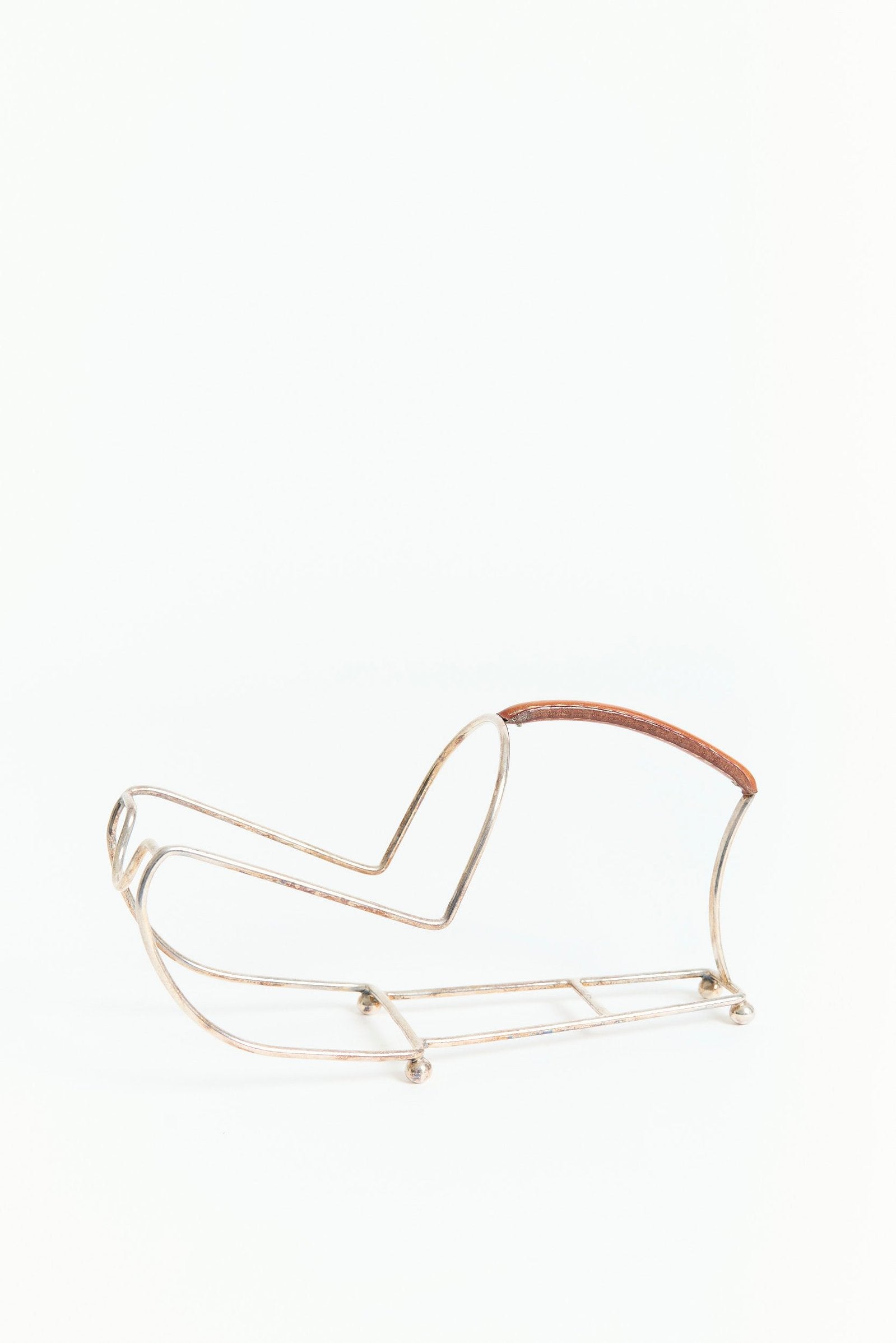 9715- Silvered and Leather Wine Bottle Holder by Almazán