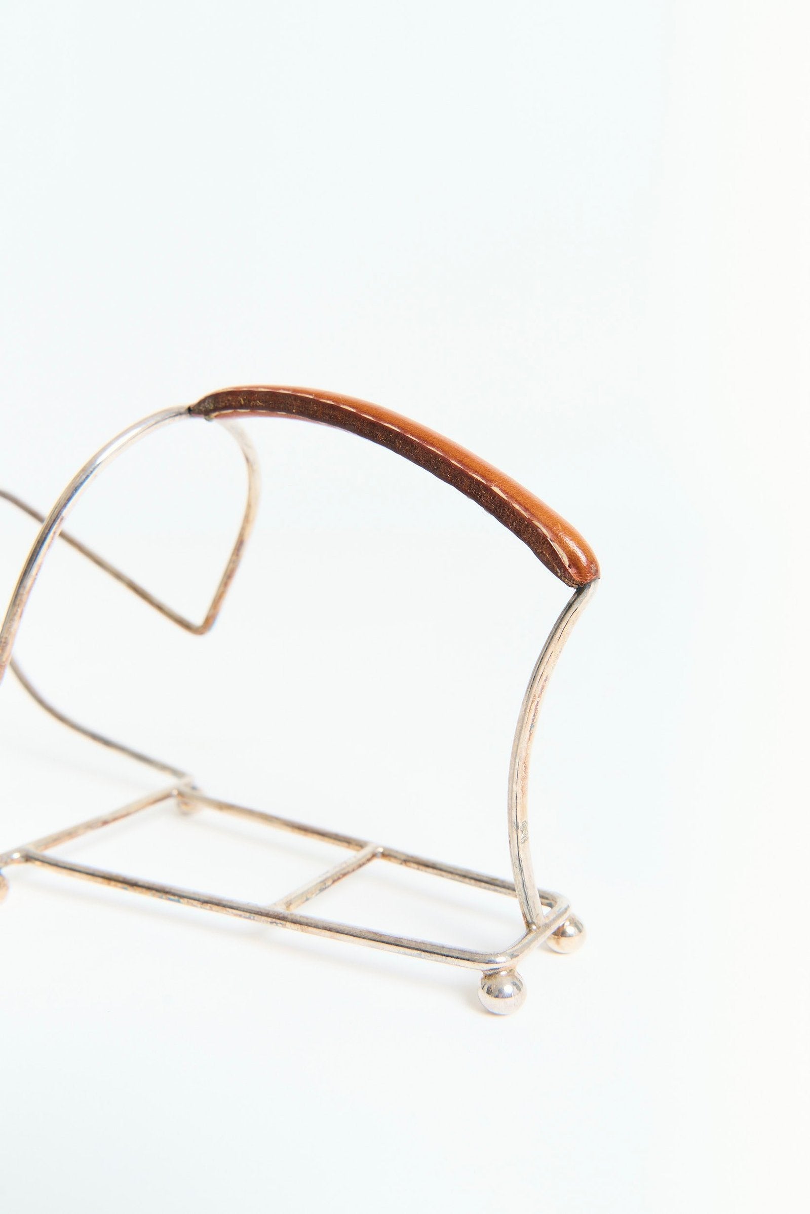 Silvered and Leather Wine Bottle Holder by Almazán