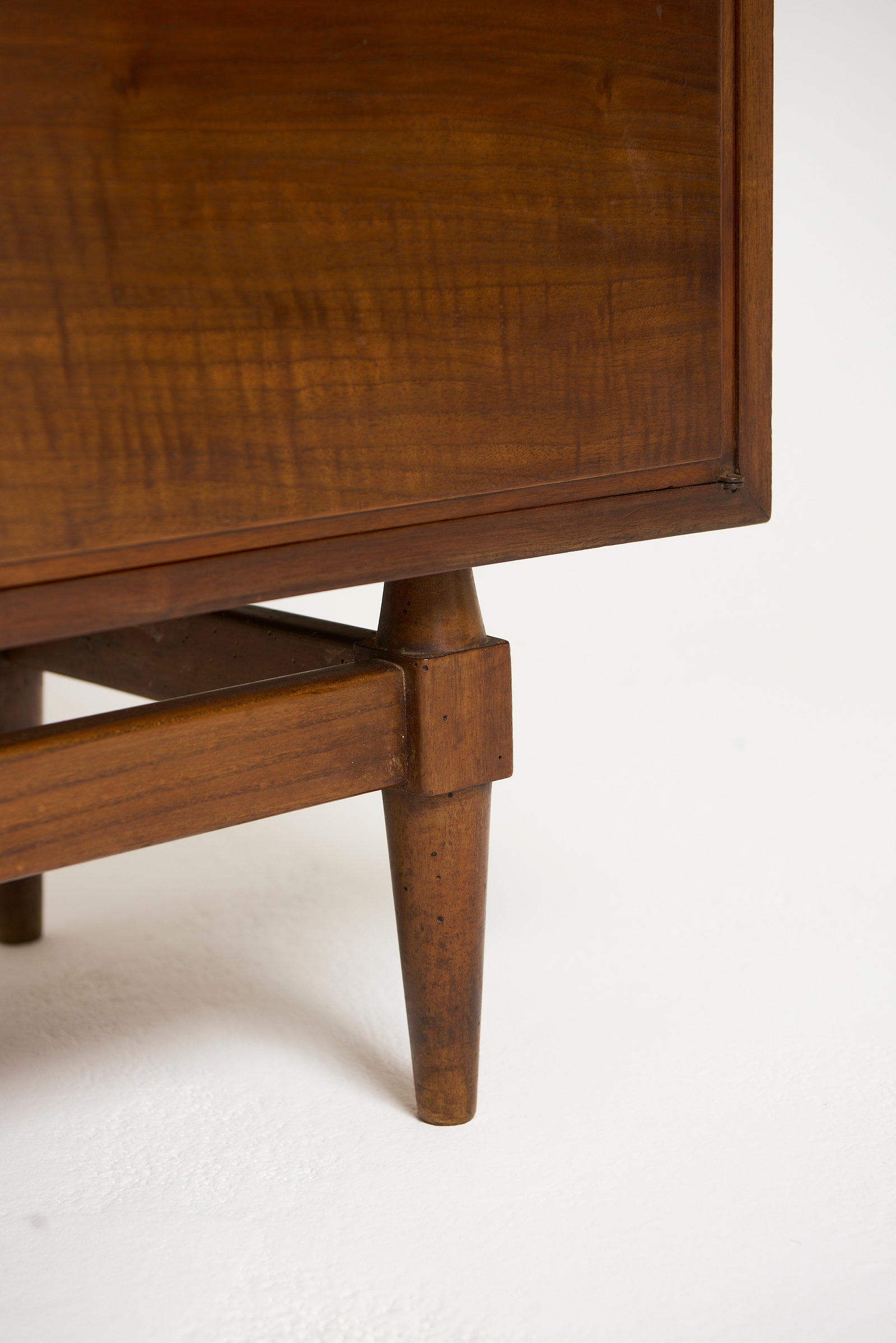 Mid-Century Walnut and Leather Sideboard