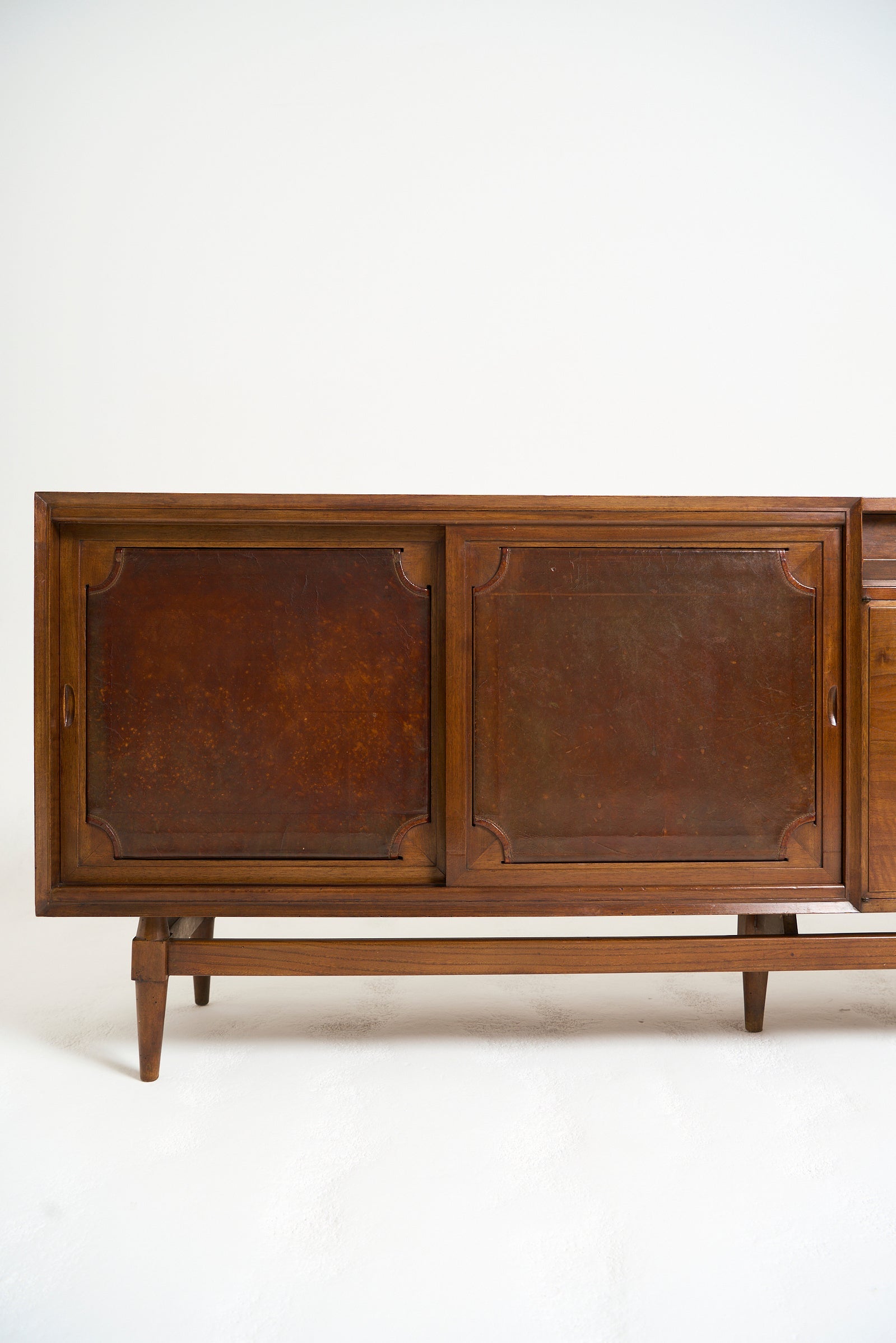 Mid-Century Walnut and Leather Sideboard