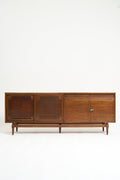 9743- Mid-Century Walnut and Leather Sideboard