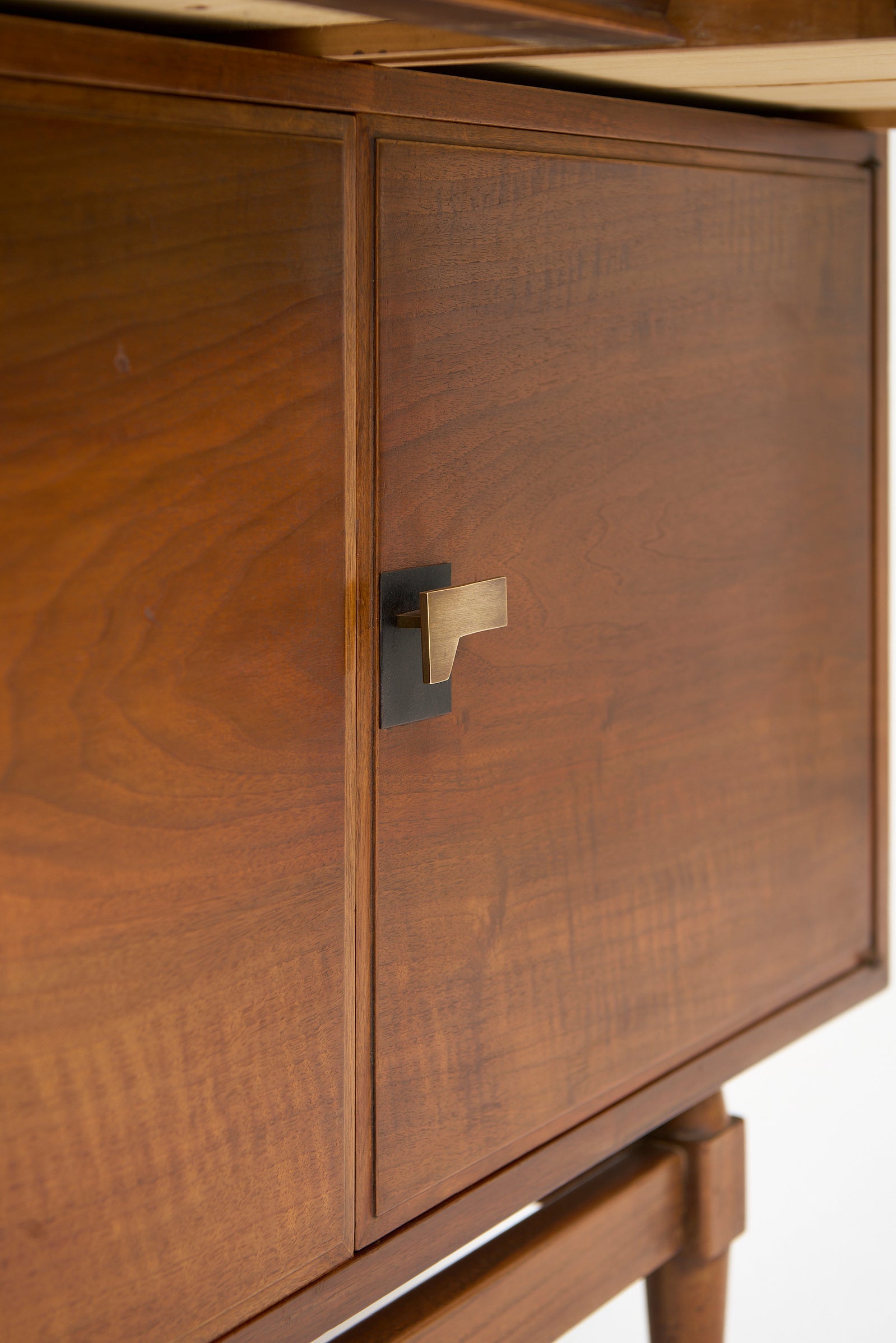 Mid-Century Walnut and Leather Sideboard