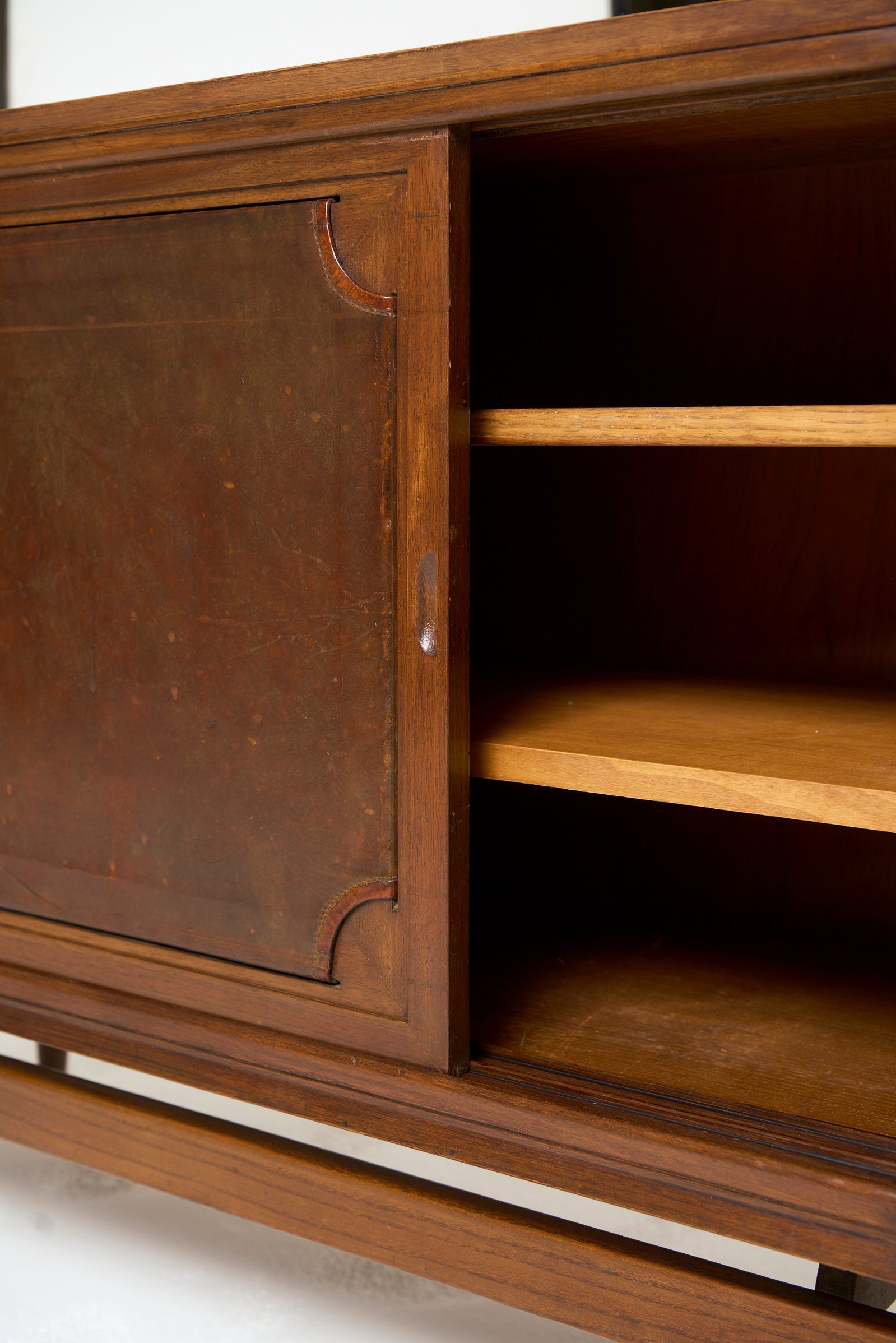 Mid-Century Walnut and Leather Sideboard