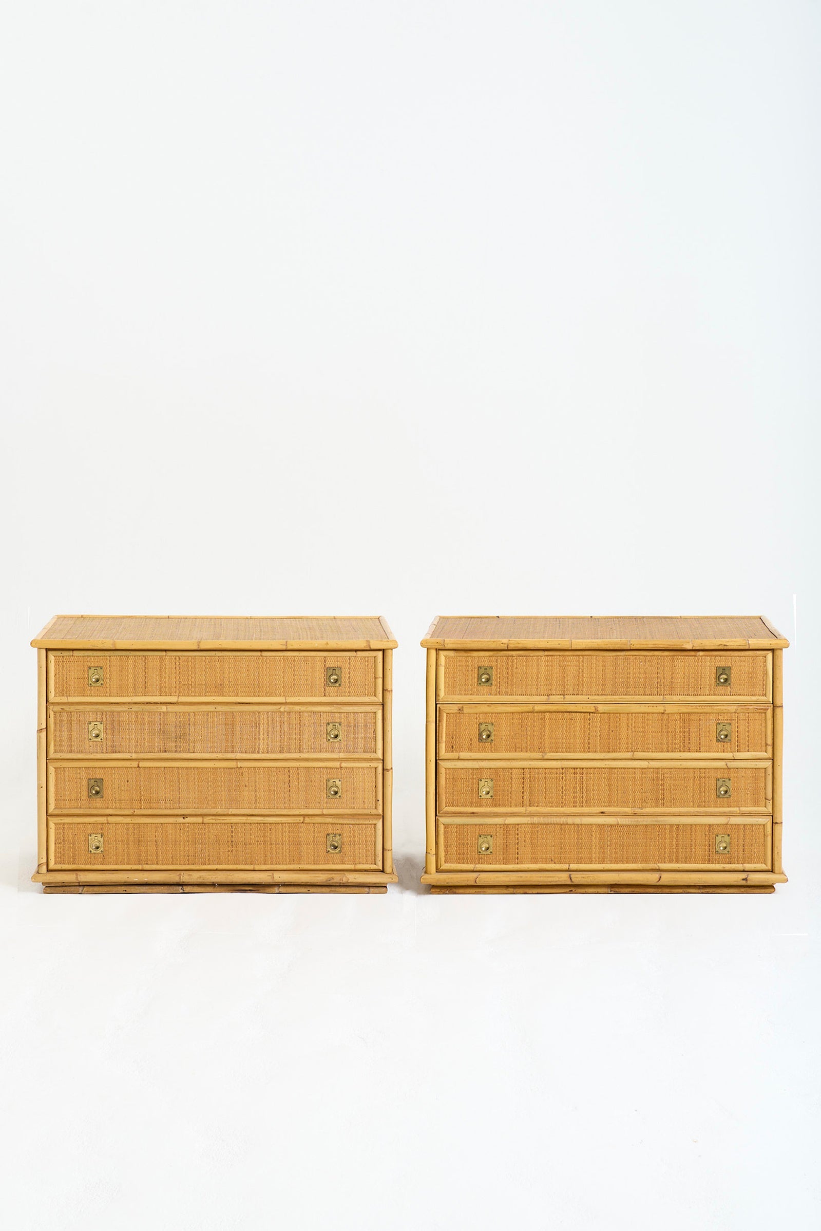 9756- Pair of Rattan Chests of Drawers by Dal Vera