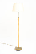9778- Brass and Brown Leather Floor Lamp