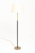 9779- Brass and Black Leather Floor Lamp
