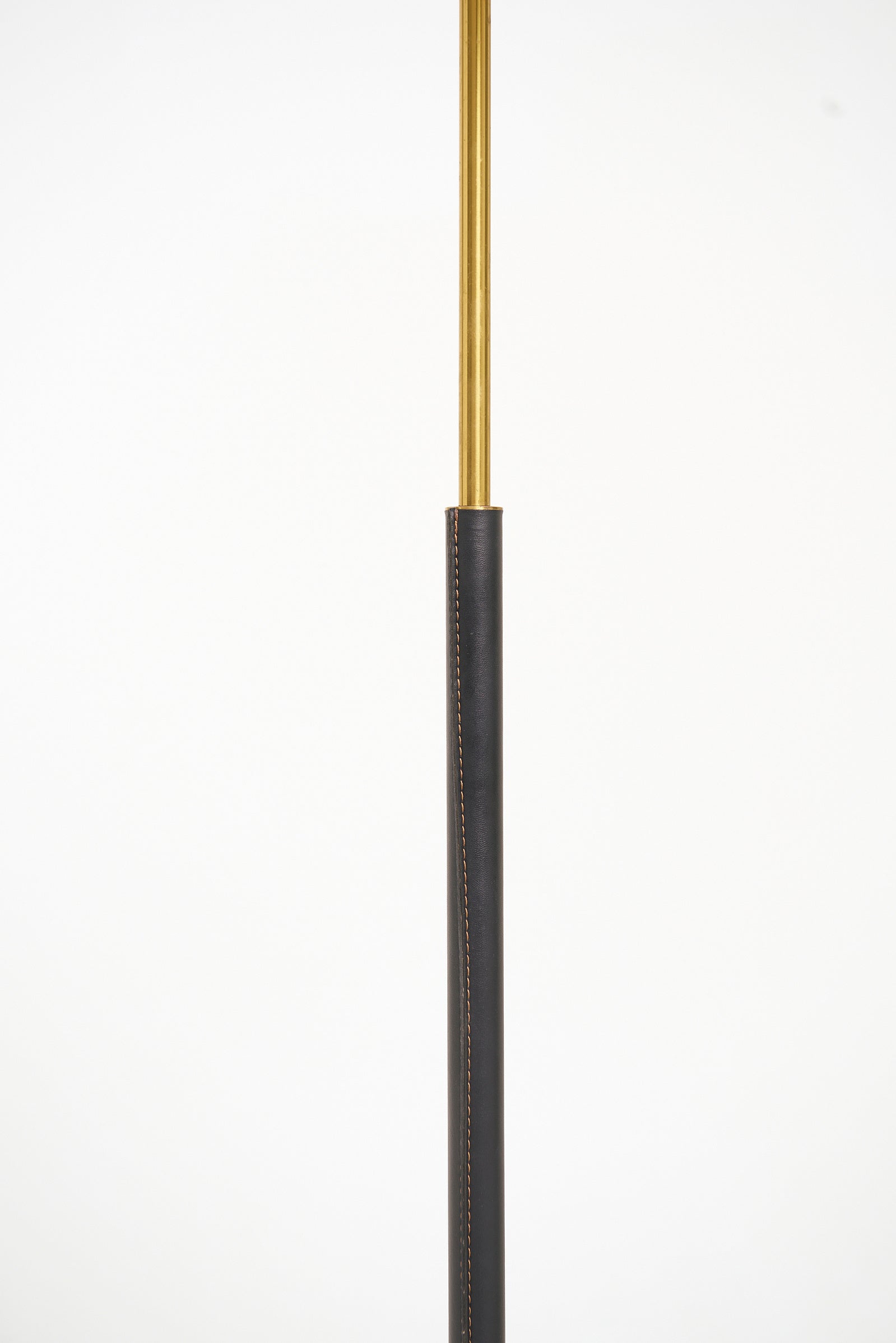 Brass and Black Leather Floor Lamp