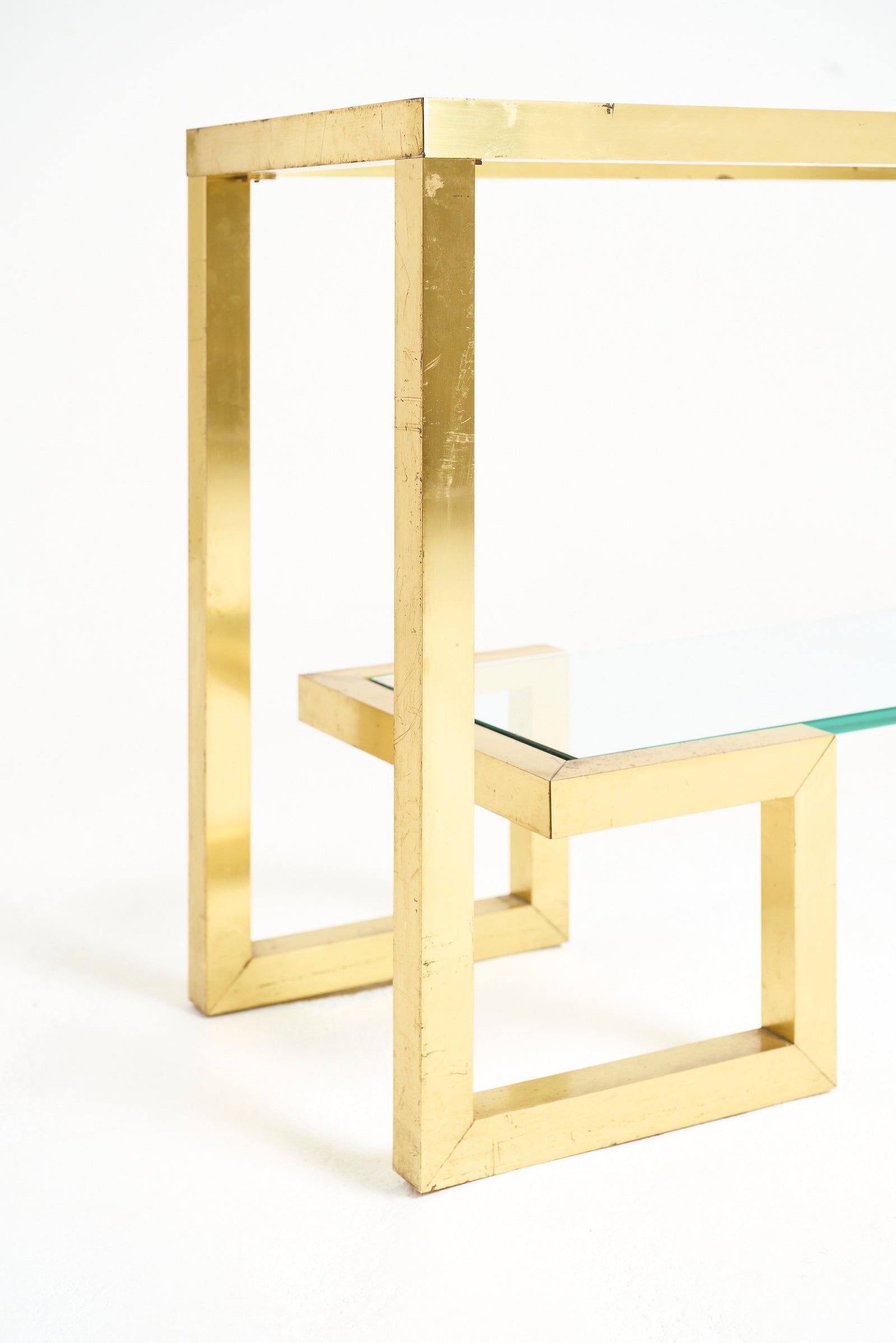 Brass Two-Tier Console Table