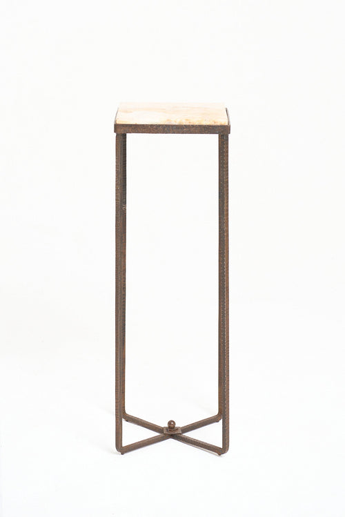 Art Deco Iron and Stone Pedestal