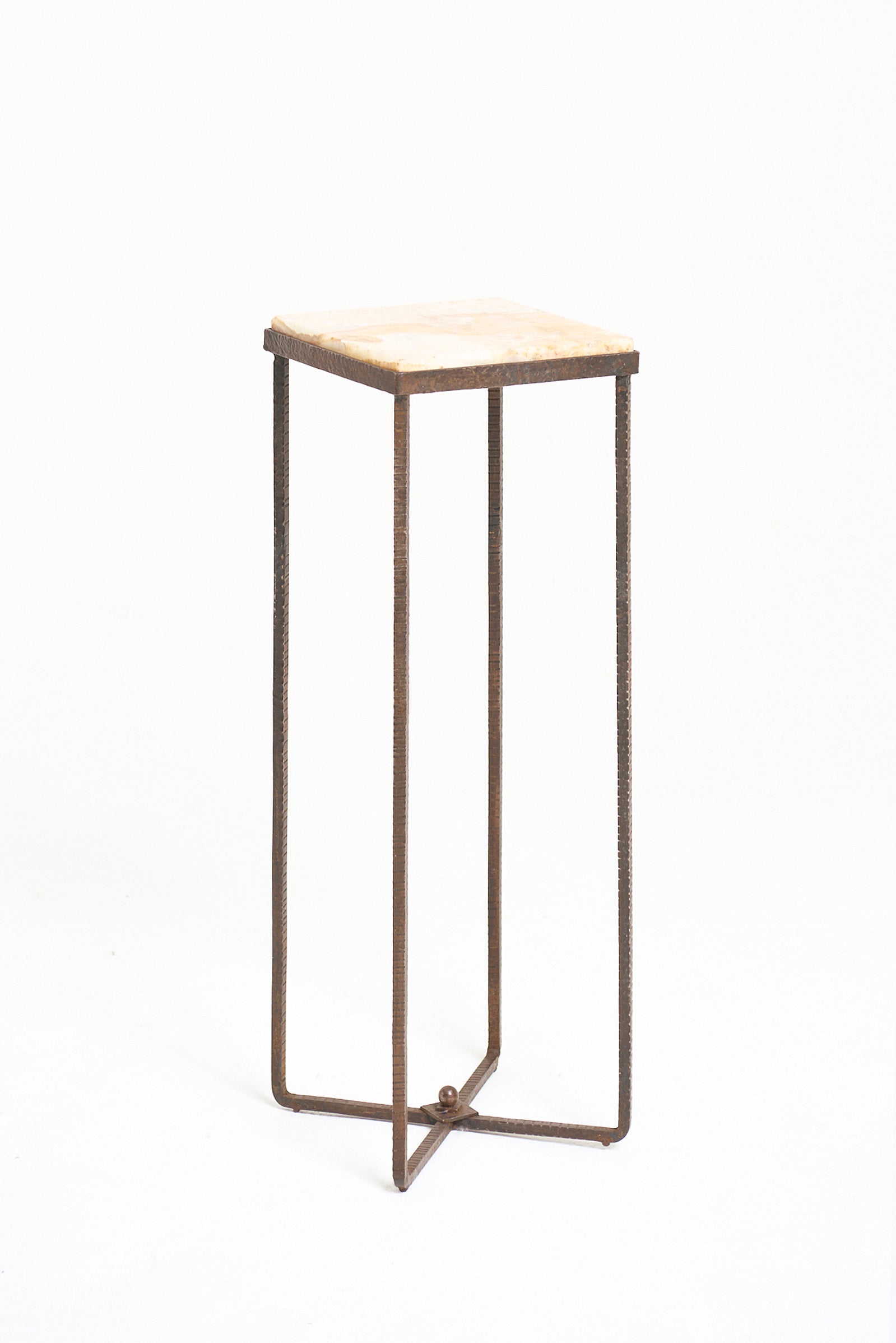 9839- Art Deco Iron and Stone Pedestal