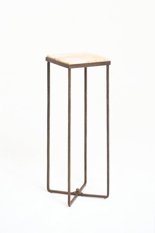 9839- Art Deco Iron and Stone Pedestal