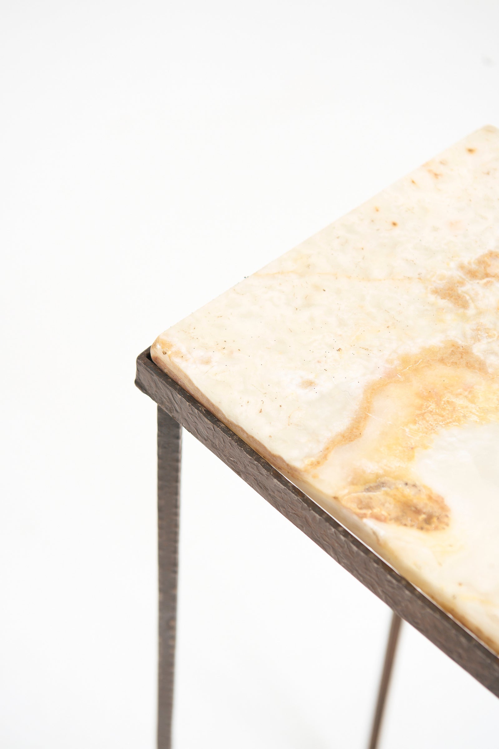 Art Deco Iron and Stone Pedestal