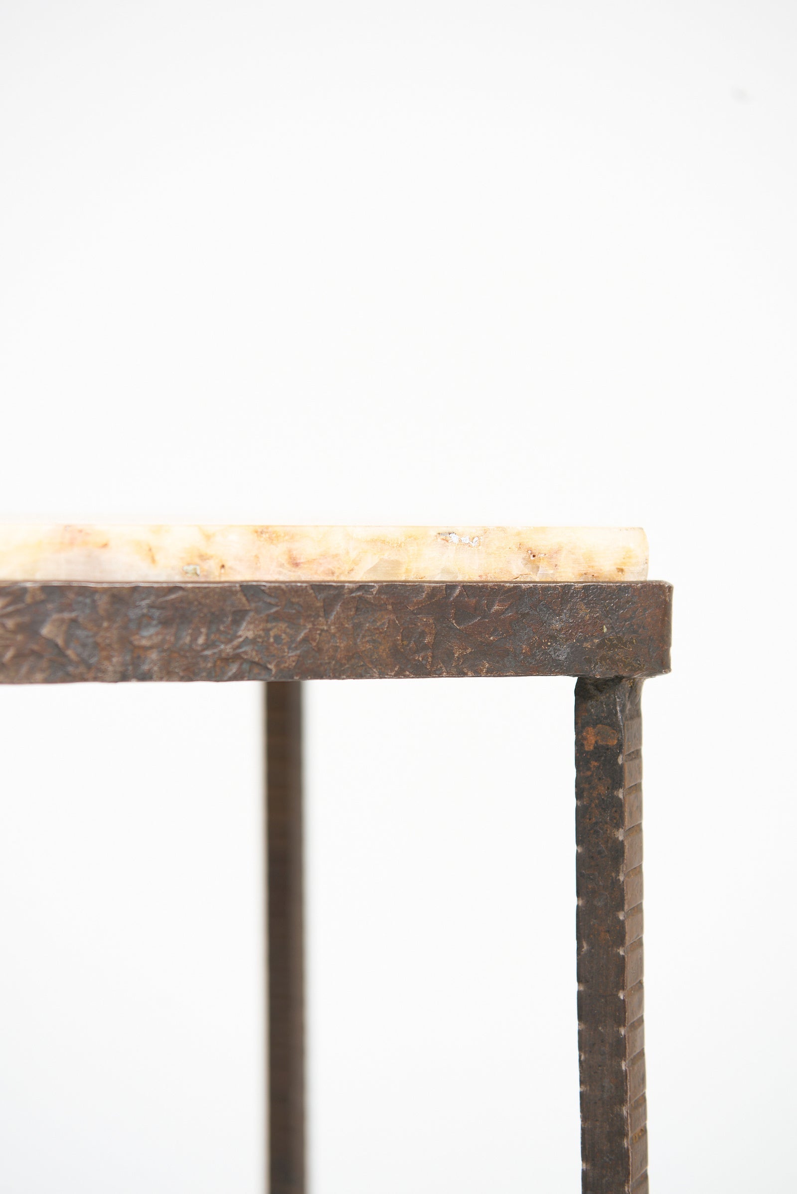 Art Deco Iron and Stone Pedestal