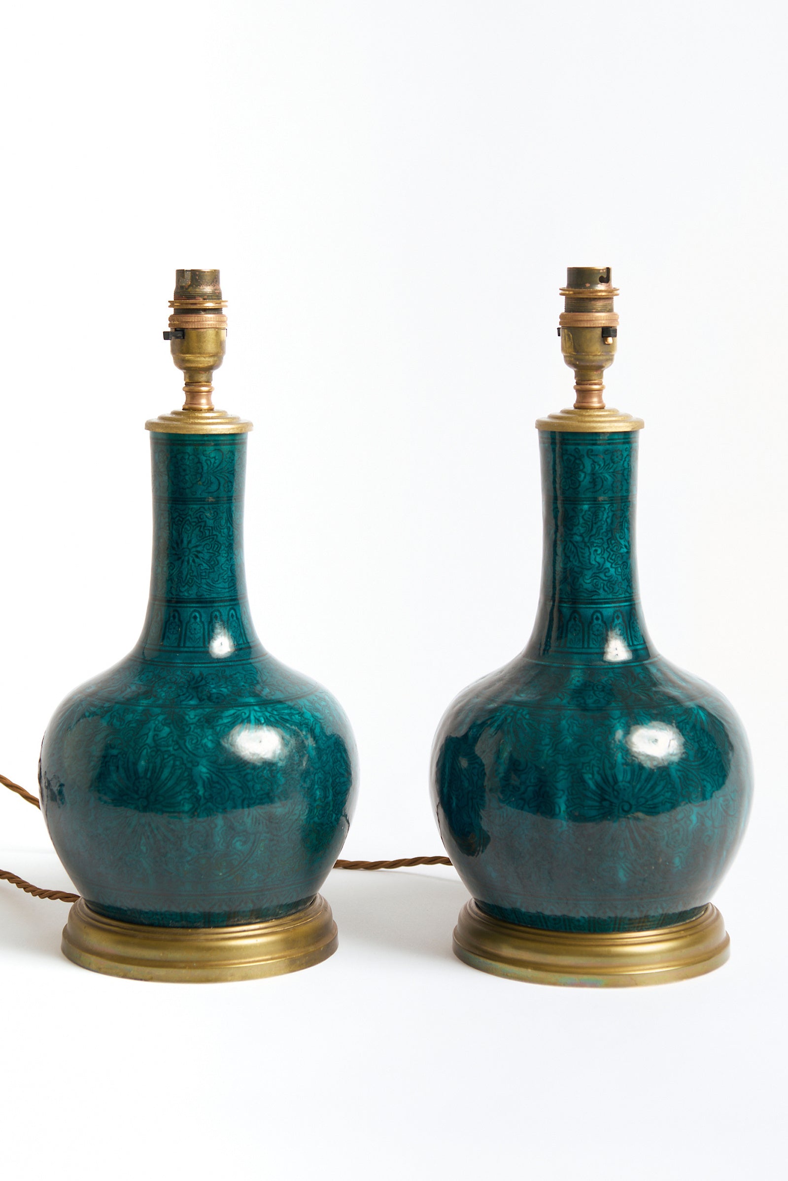 Pair of Ceramic Table Lamps by Théodore Deck (1823-1891)