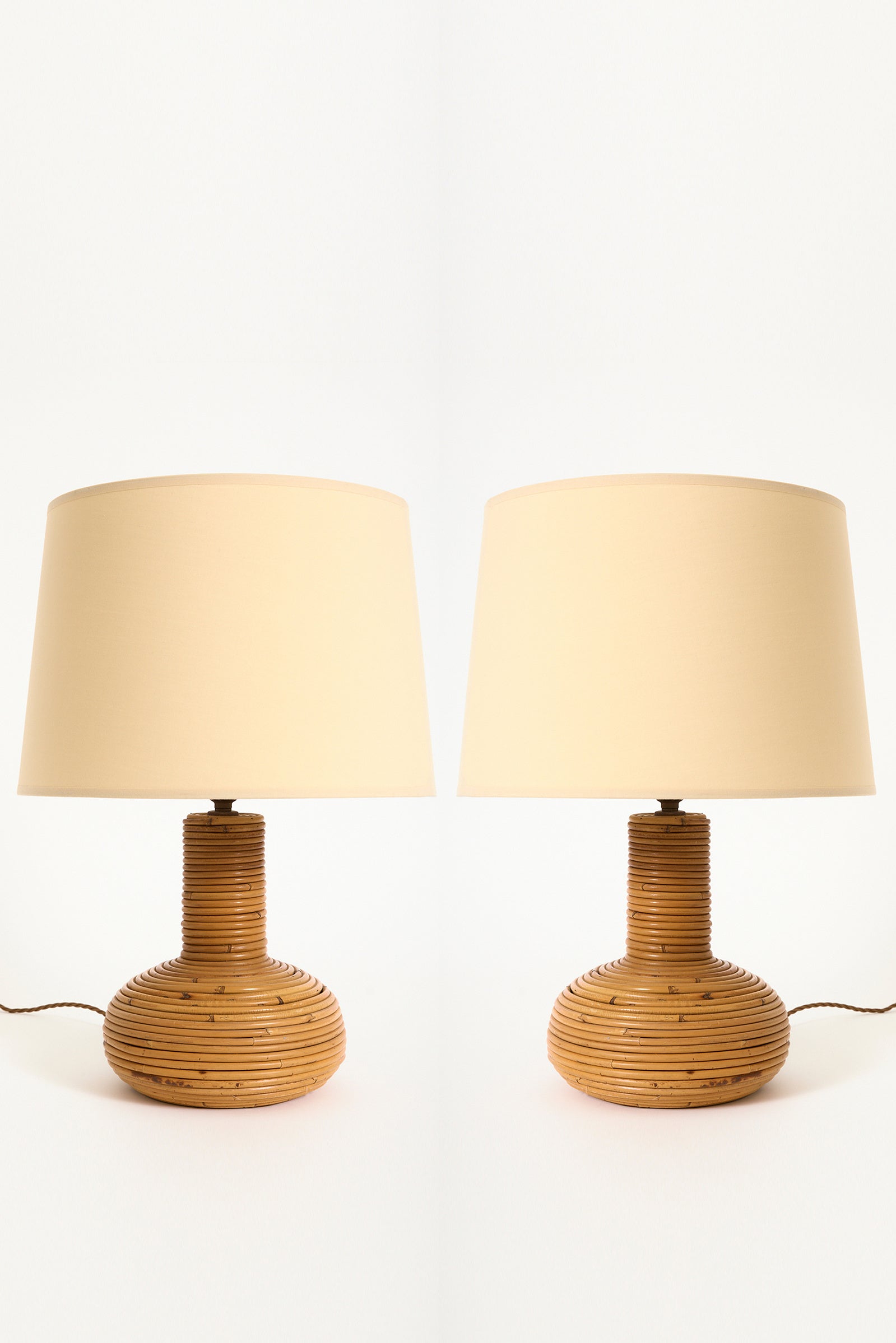9872- Pair of Rattan Table Lamps