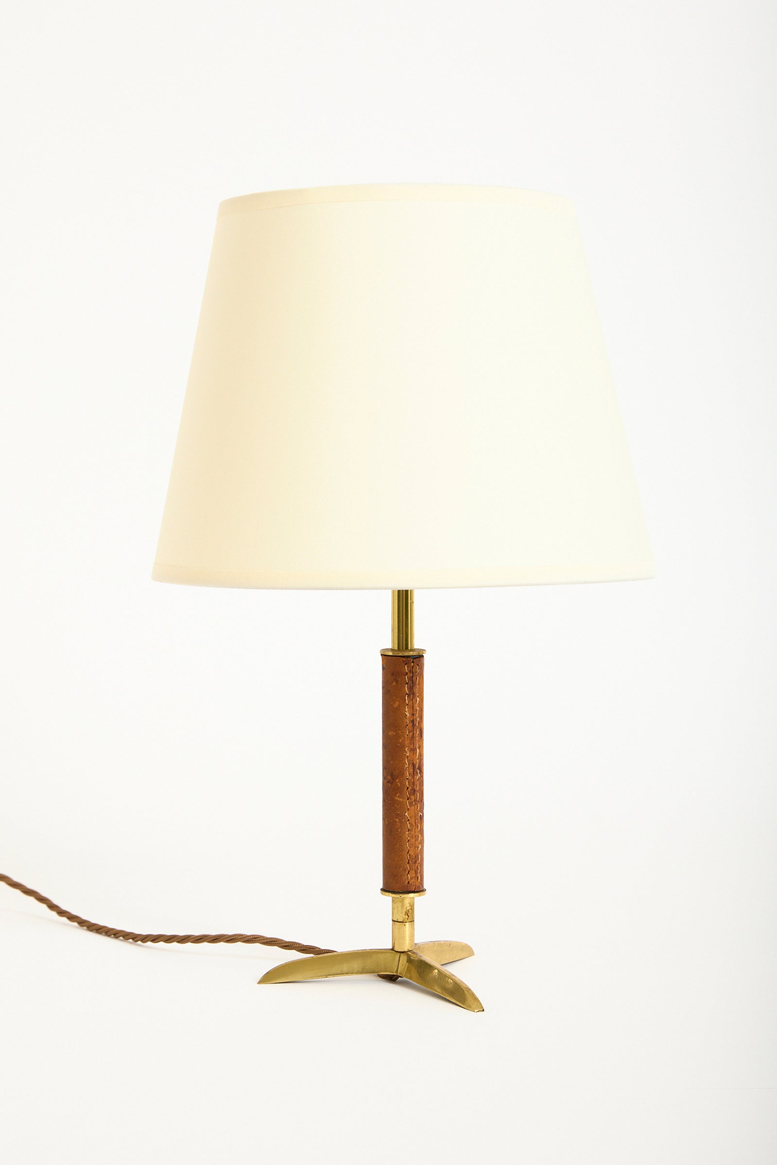 9873- Leather and Brass Table Lamp