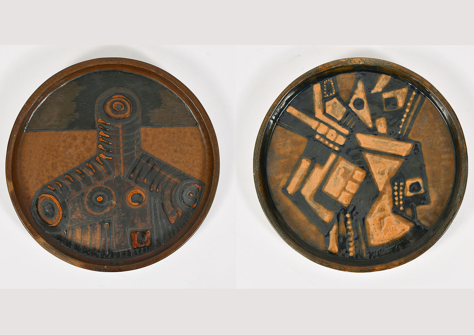 Pair of Cubist Ceramic Wall Plates by Noguerra, 1969