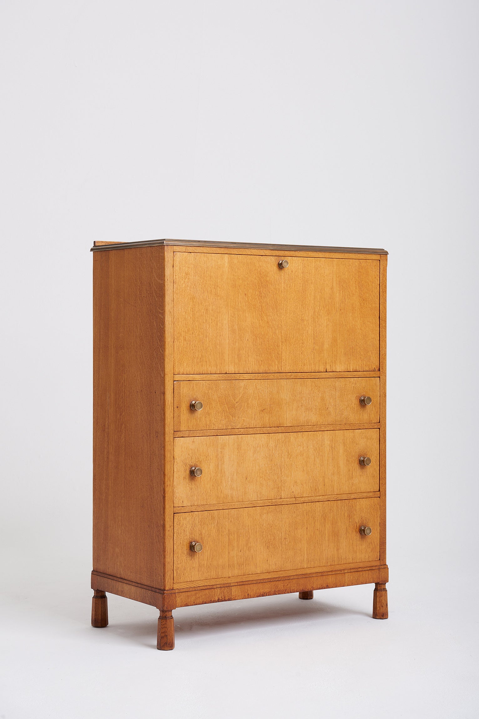 D2466- Arts & Craft Oak Secretaire Cabinet by Morris of Glasgow