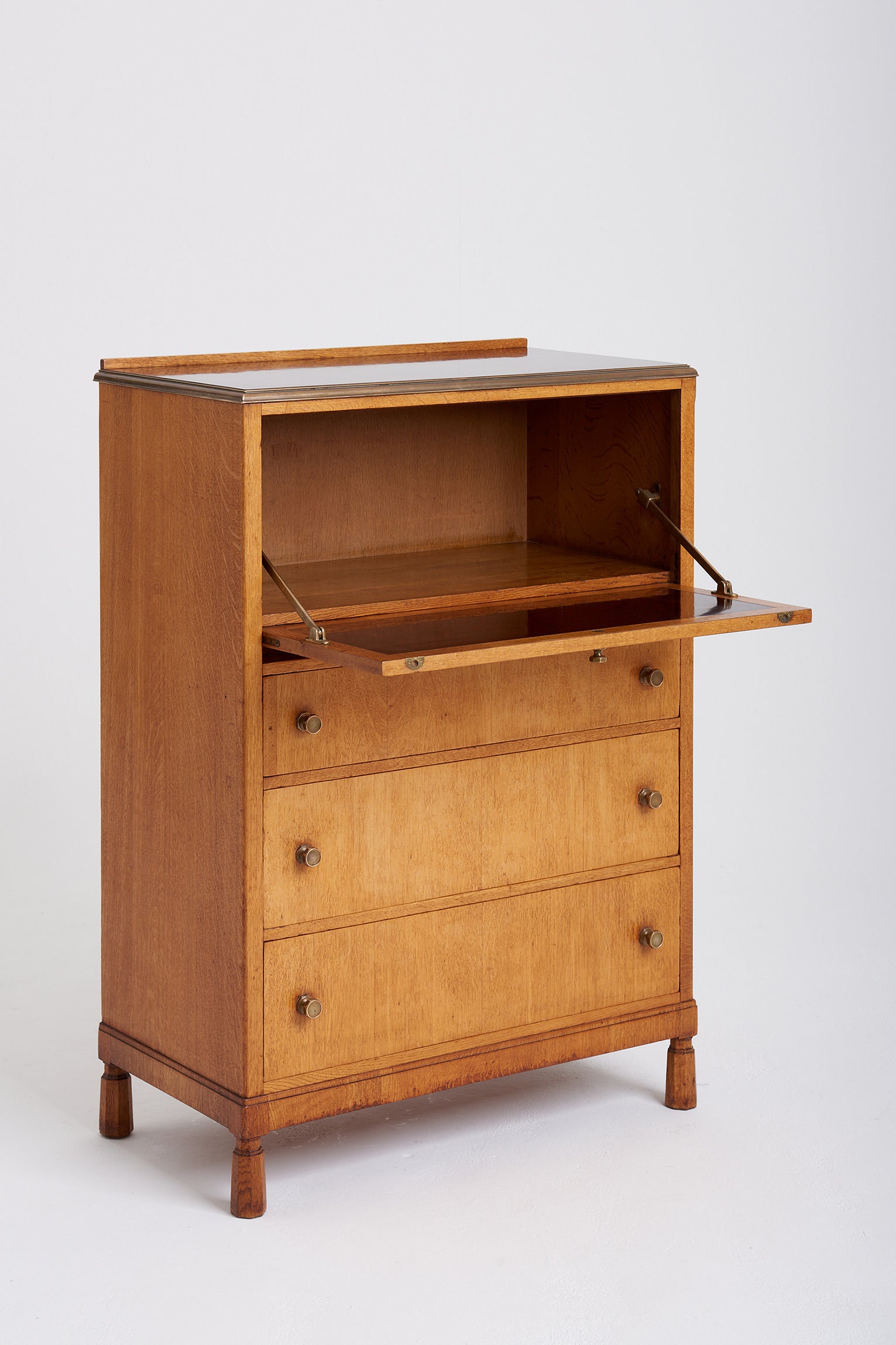 Arts & Craft Oak Secretaire Cabinet by Morris of Glasgow