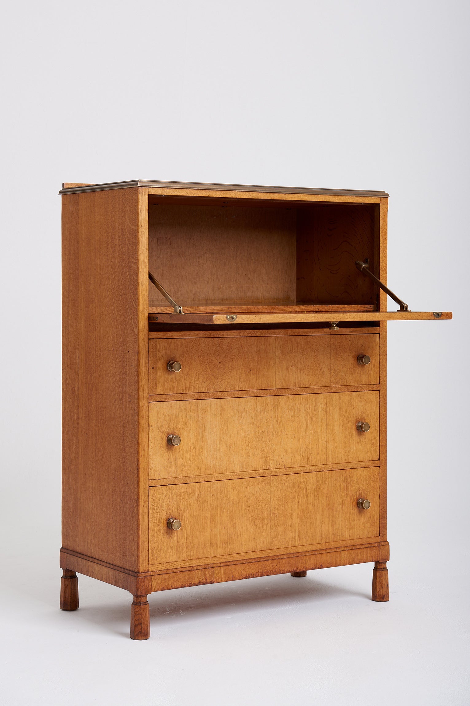 Arts & Craft Oak Secretaire Cabinet by Morris of Glasgow
