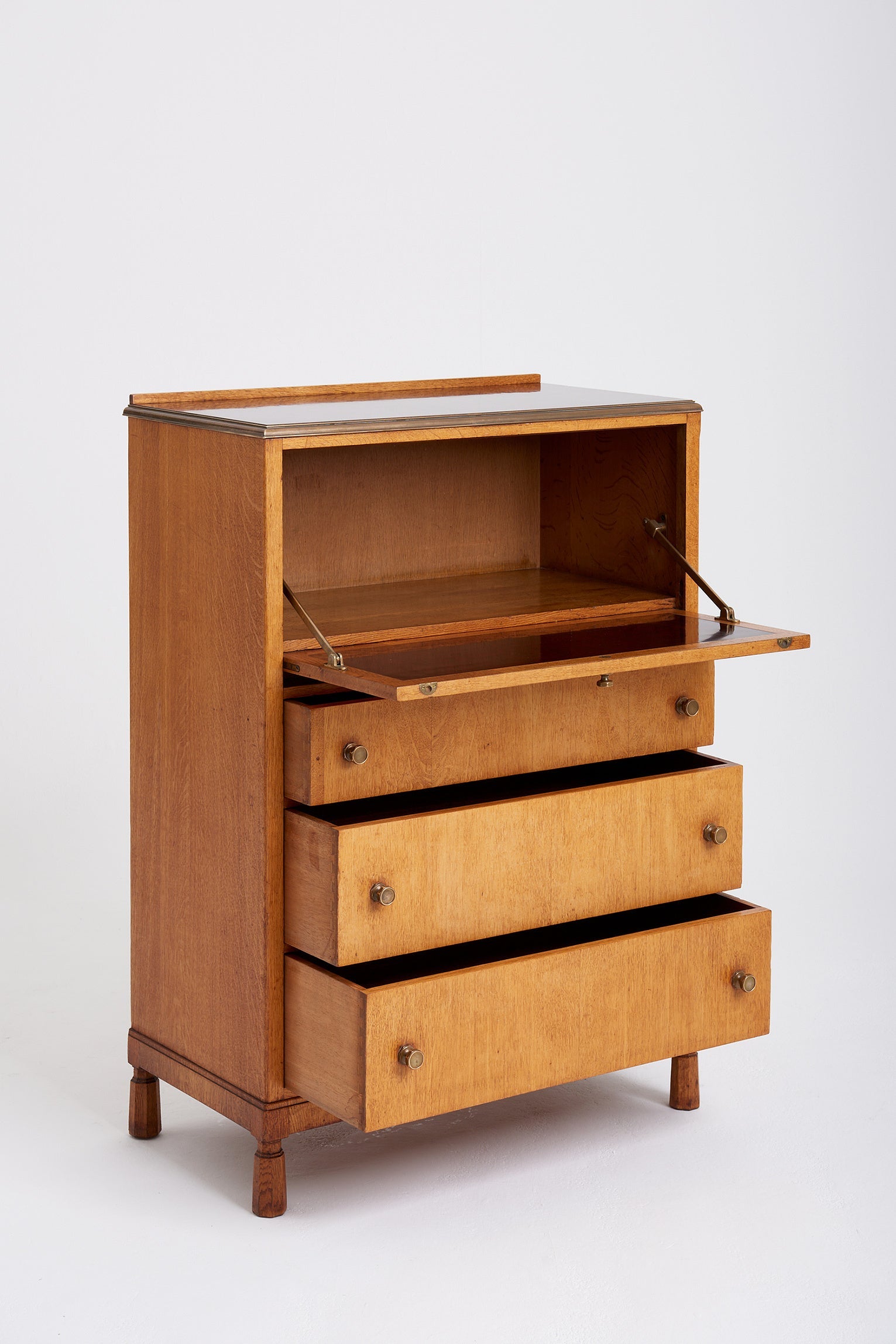 Arts & Craft Oak Secretaire Cabinet by Morris of Glasgow