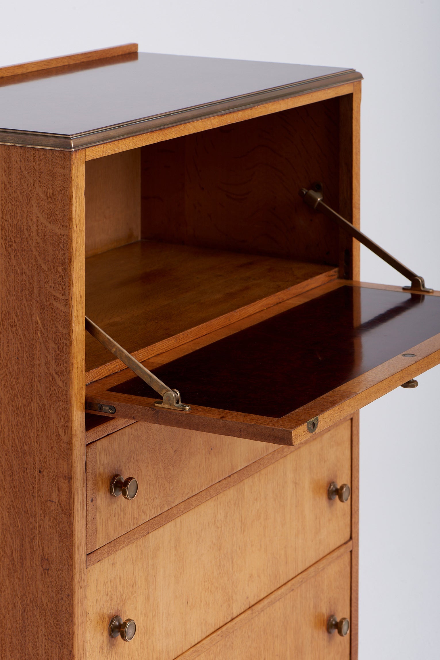 Arts & Craft Oak Secretaire Cabinet by Morris of Glasgow