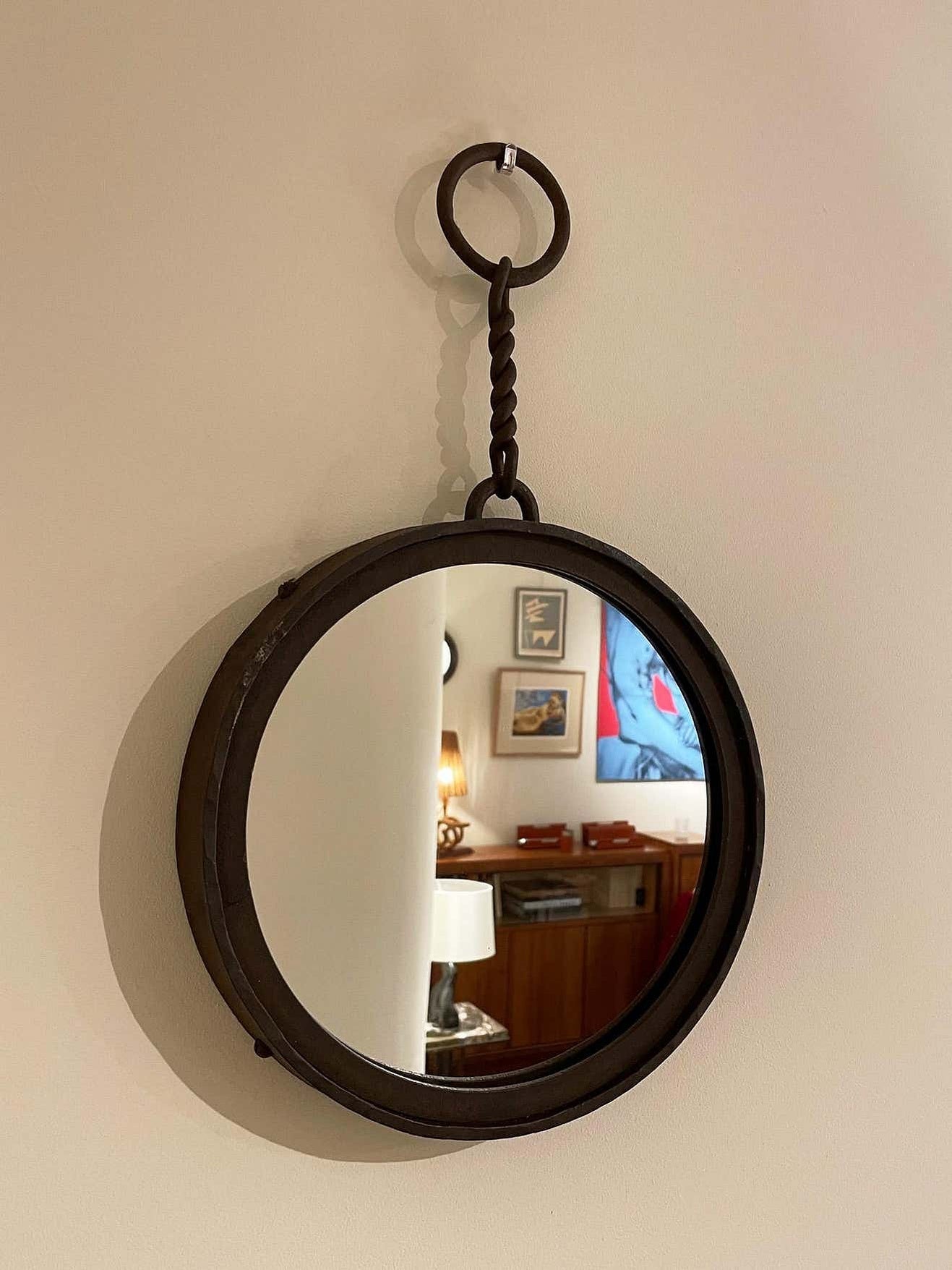 Mid-Century Iron Hung Mirror
