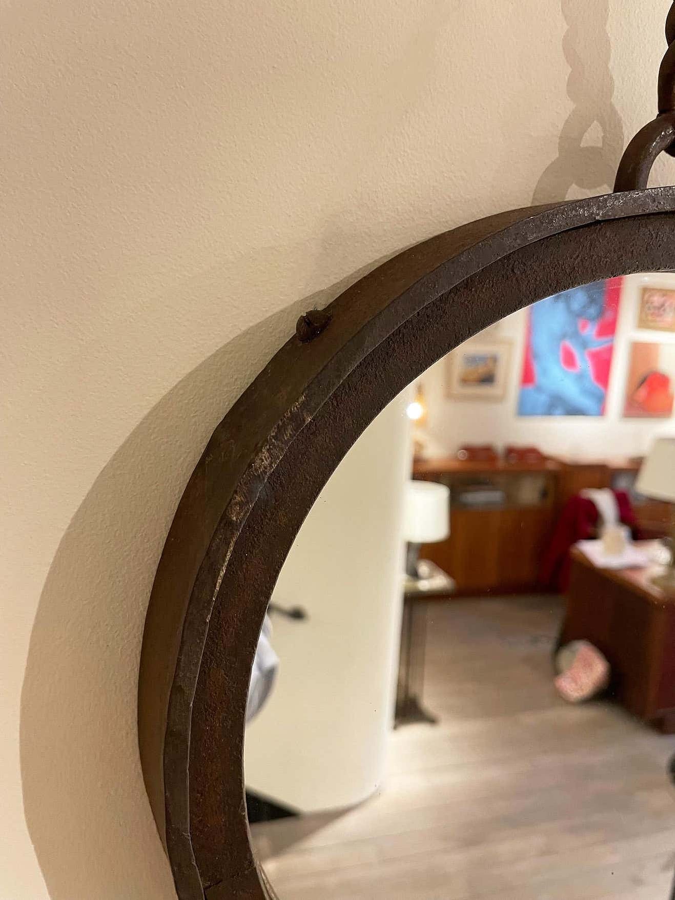 Mid-Century Iron Hung Mirror