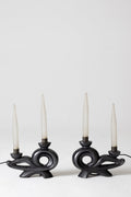D375 - Pair of 1950s Black Ceramic Table Lamps
