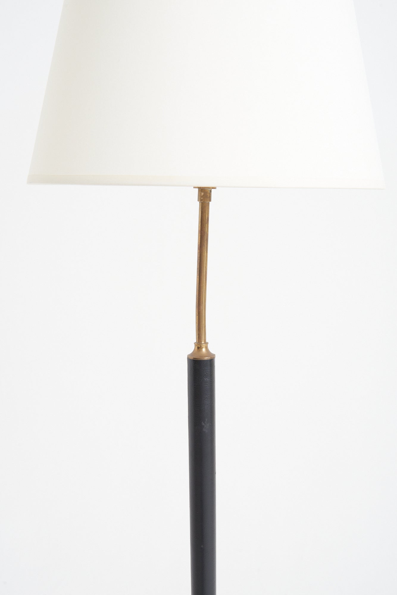 Mid-Century Black Leather Floor Lamp