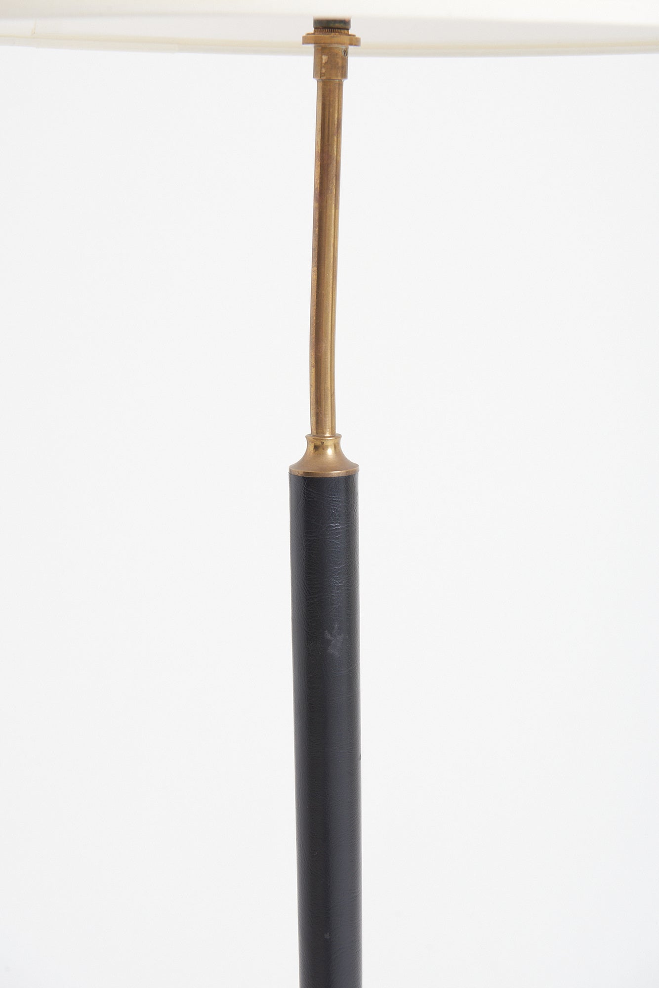 Mid-Century Black Leather Floor Lamp