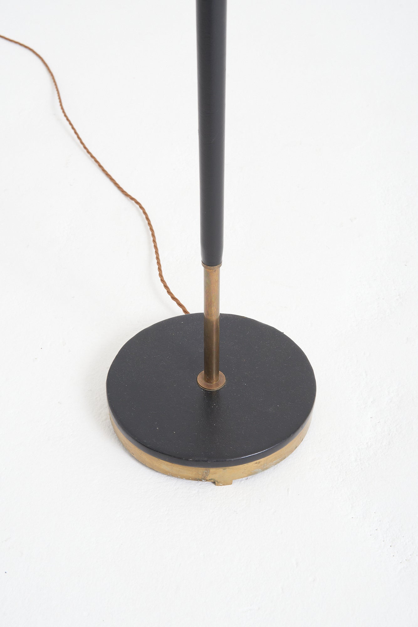 Mid-Century Black Leather Floor Lamp